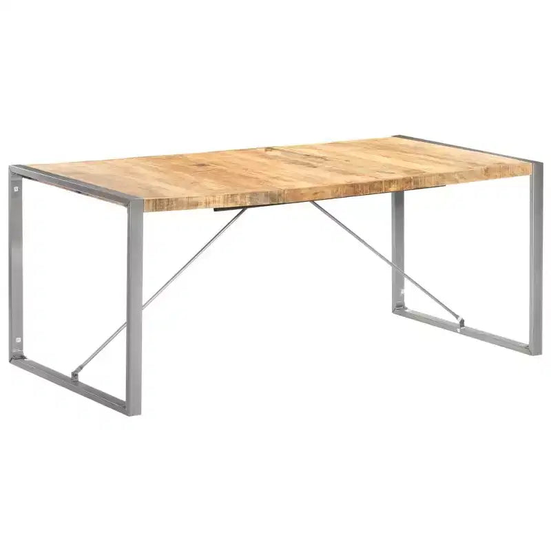 Colorful Solid Wood Dining Table with Steel Frame, Various Sizes