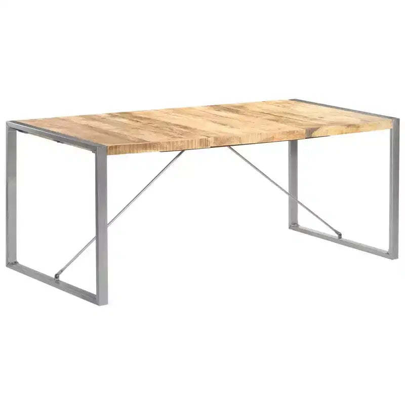 Colorful Solid Wood Dining Table with Steel Frame, Various Sizes