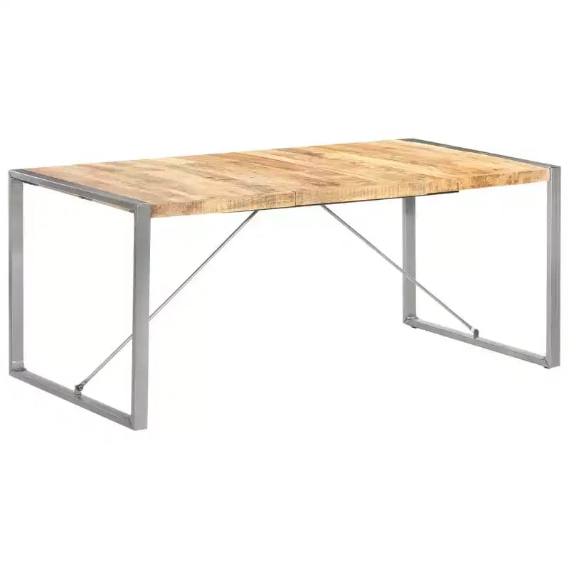 Colorful Solid Wood Dining Table with Steel Frame, Various Sizes