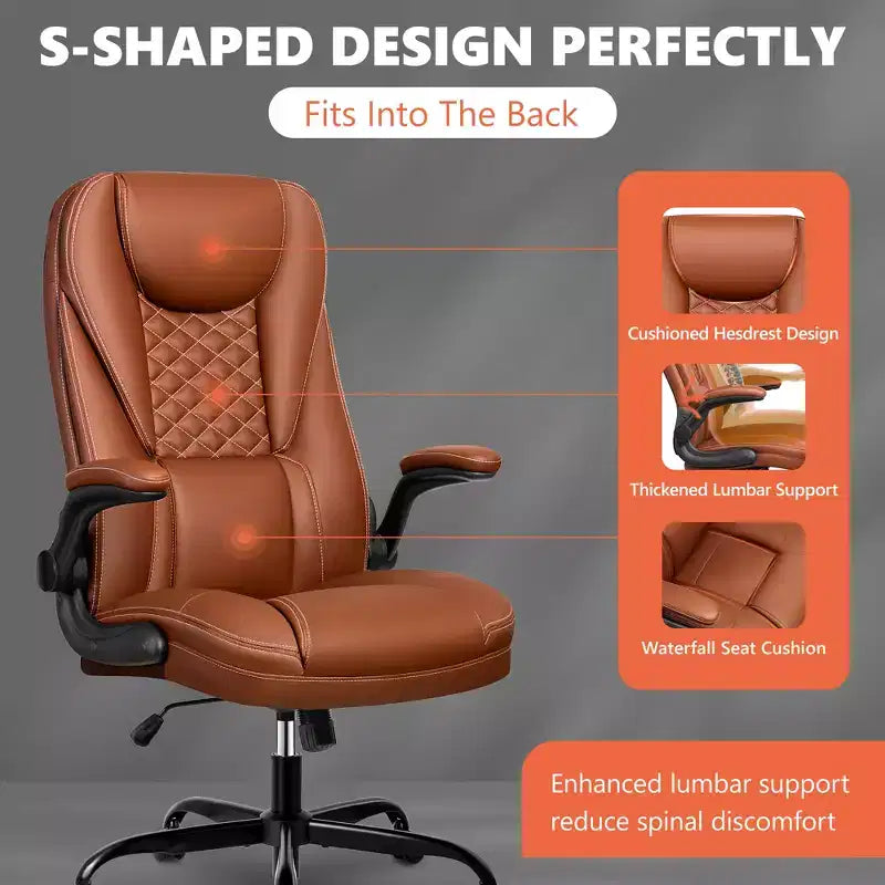 KERDOM Adjustable Office Desk Chair, Ergonomic Executive Chair with Padded Headrest and Armrests