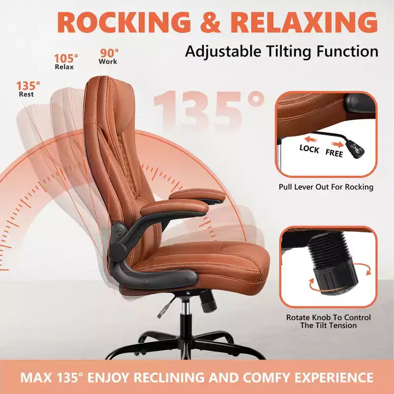 KERDOM Adjustable Office Desk Chair, Ergonomic Executive Chair with Padded Headrest and Armrests