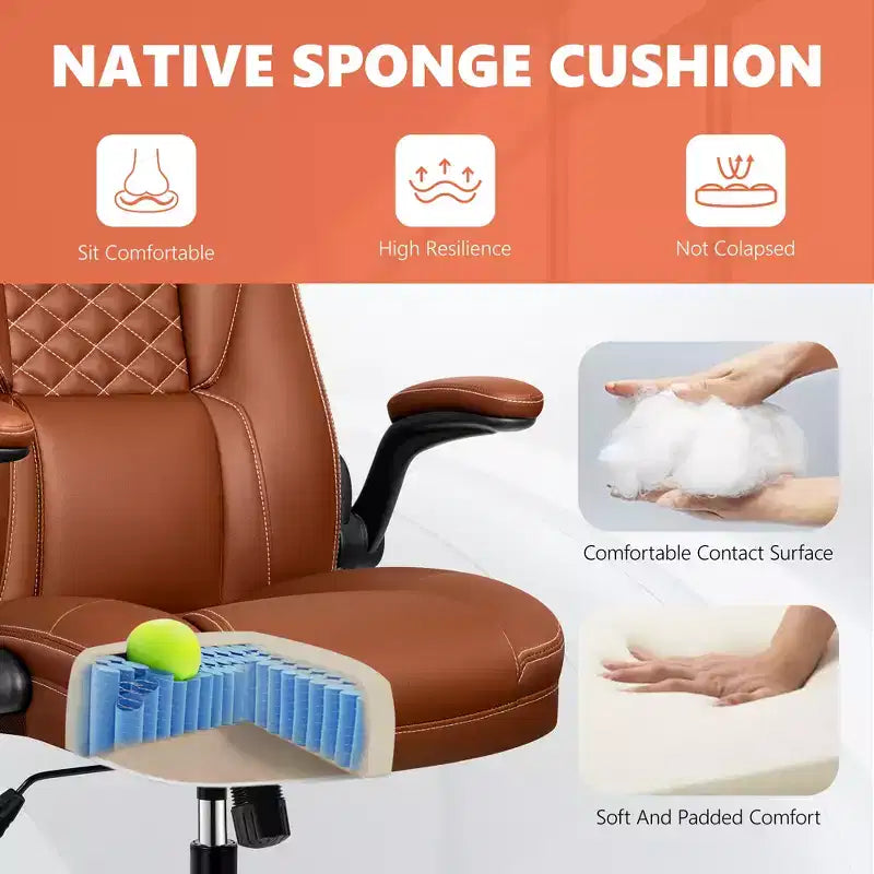 KERDOM Adjustable Office Desk Chair, Ergonomic Executive Chair with Padded Headrest and Armrests