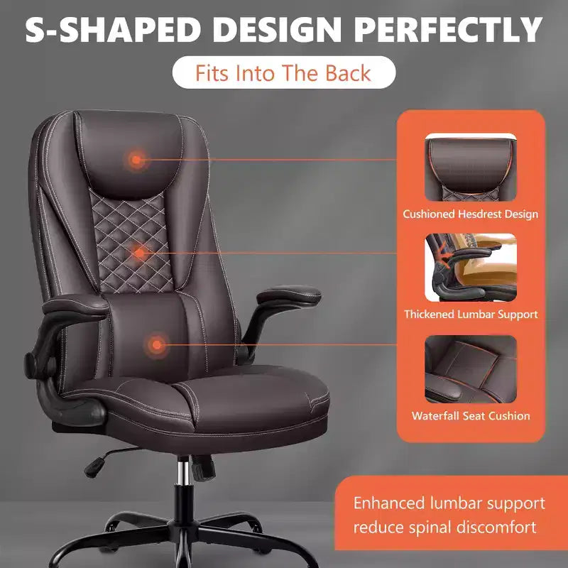KERDOM Adjustable Office Desk Chair, Ergonomic Executive Chair with Padded Headrest and Armrests