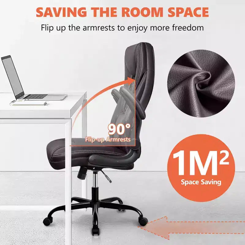 KERDOM Adjustable Office Desk Chair, Ergonomic Executive Chair with Padded Headrest and Armrests