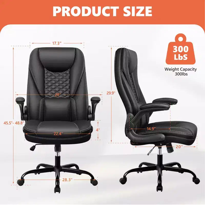 KERDOM Adjustable Office Desk Chair, Ergonomic Executive Chair with Padded Headrest and Armrests