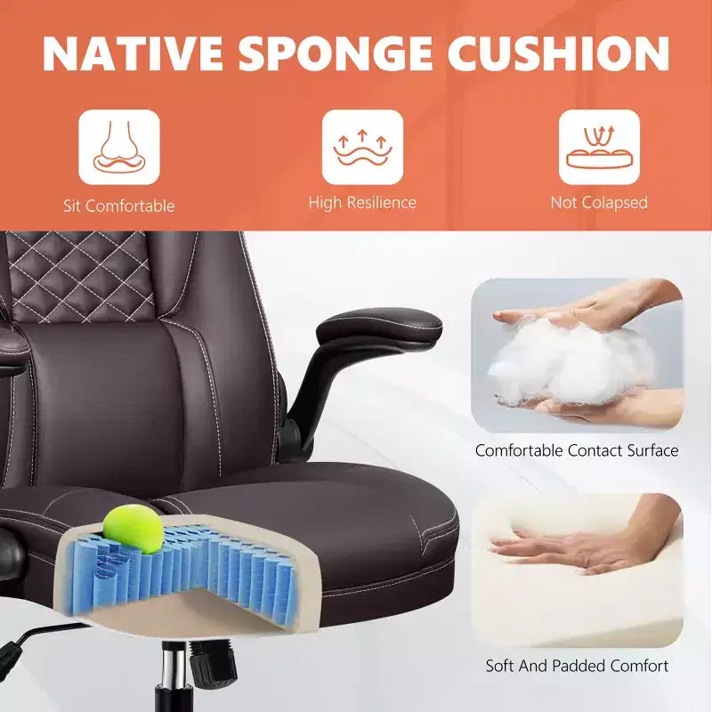 KERDOM Adjustable Office Desk Chair, Ergonomic Executive Chair with Padded Headrest and Armrests