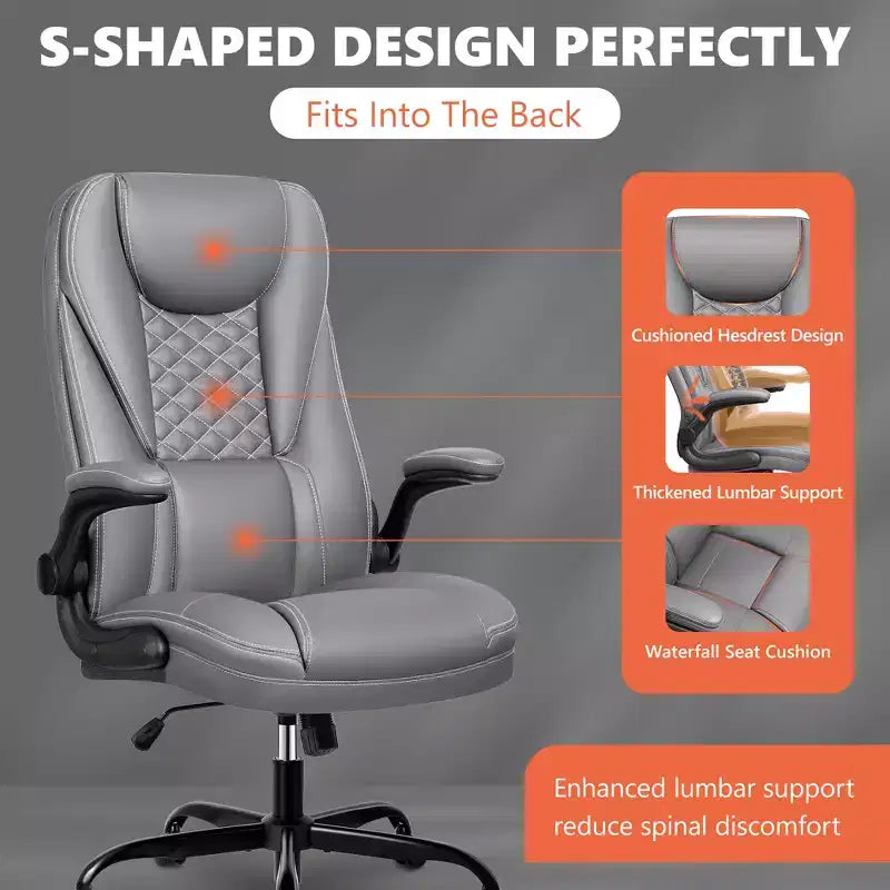 KERDOM Adjustable Office Desk Chair, Ergonomic Executive Chair with Padded Headrest and Armrests