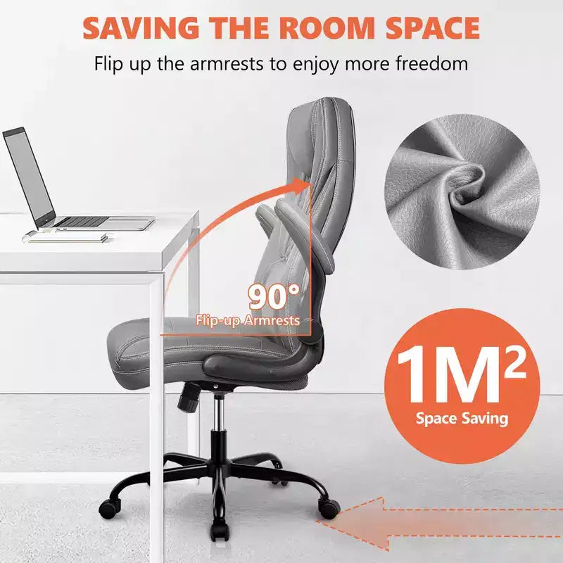 KERDOM Adjustable Office Desk Chair, Ergonomic Executive Chair with Padded Headrest and Armrests