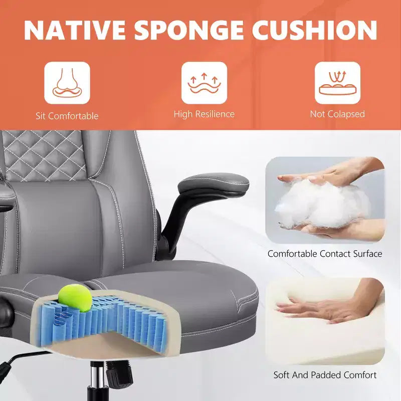 KERDOM Adjustable Office Desk Chair, Ergonomic Executive Chair with Padded Headrest and Armrests