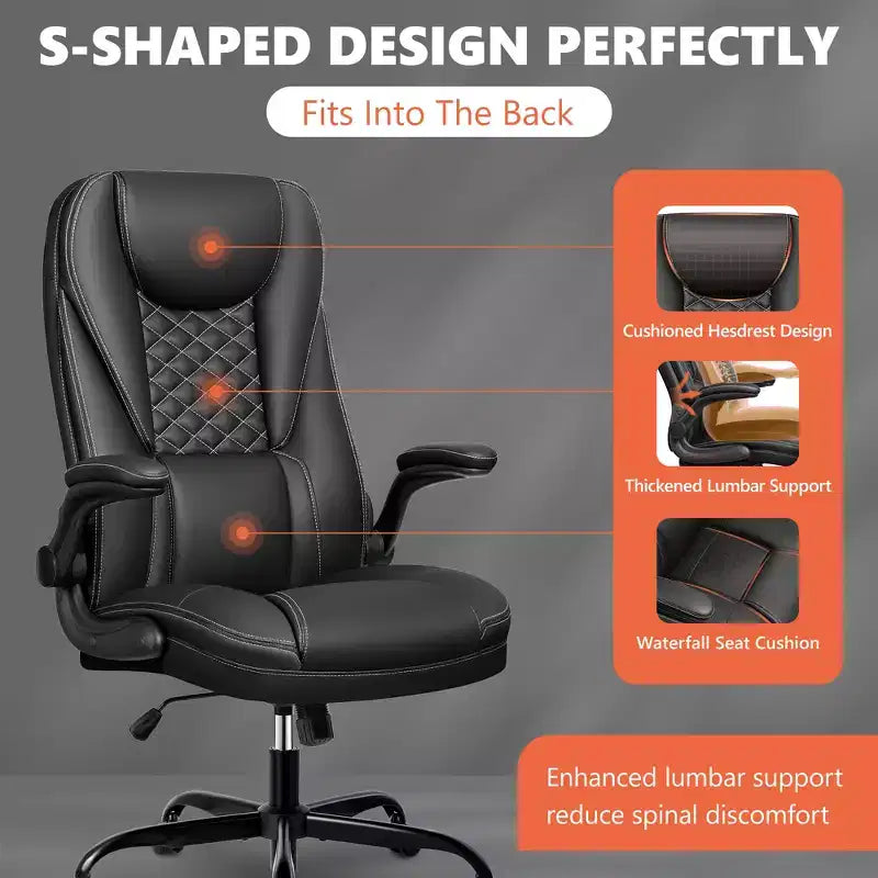 KERDOM Adjustable Office Desk Chair, Ergonomic Executive Chair with Padded Headrest and Armrests