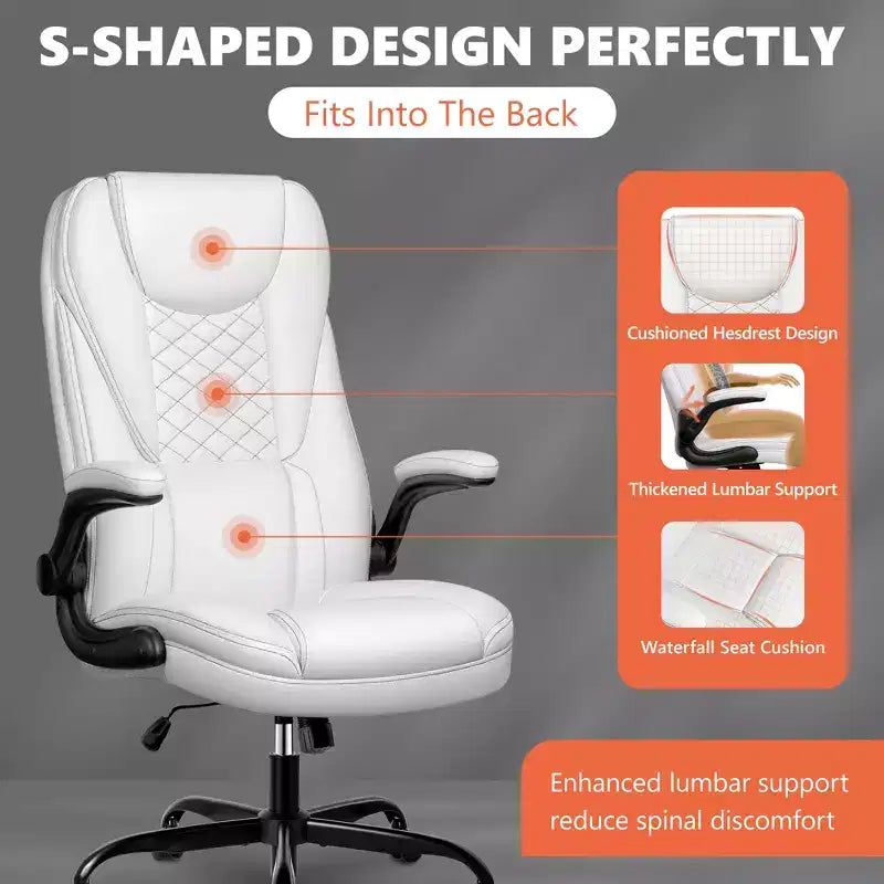 KERDOM Adjustable Office Desk Chair, Ergonomic Executive Chair with Padded Headrest and Armrests