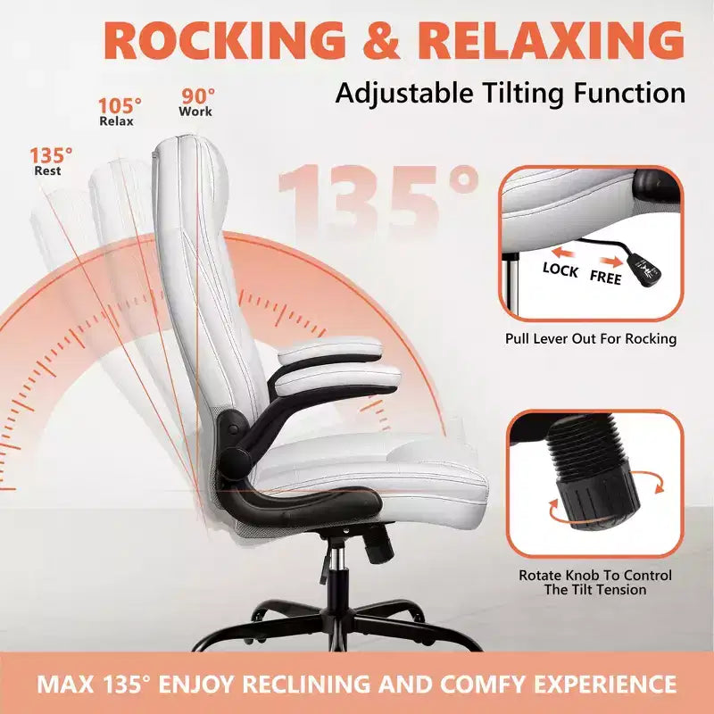 KERDOM Adjustable Office Desk Chair, Ergonomic Executive Chair with Padded Headrest and Armrests