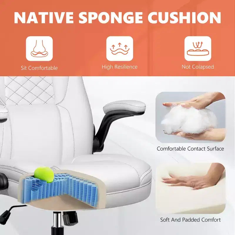 KERDOM Adjustable Office Desk Chair, Ergonomic Executive Chair with Padded Headrest and Armrests