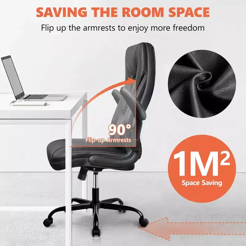 KERDOM Adjustable Office Desk Chair, Ergonomic Executive Chair with Padded Headrest and Armrests