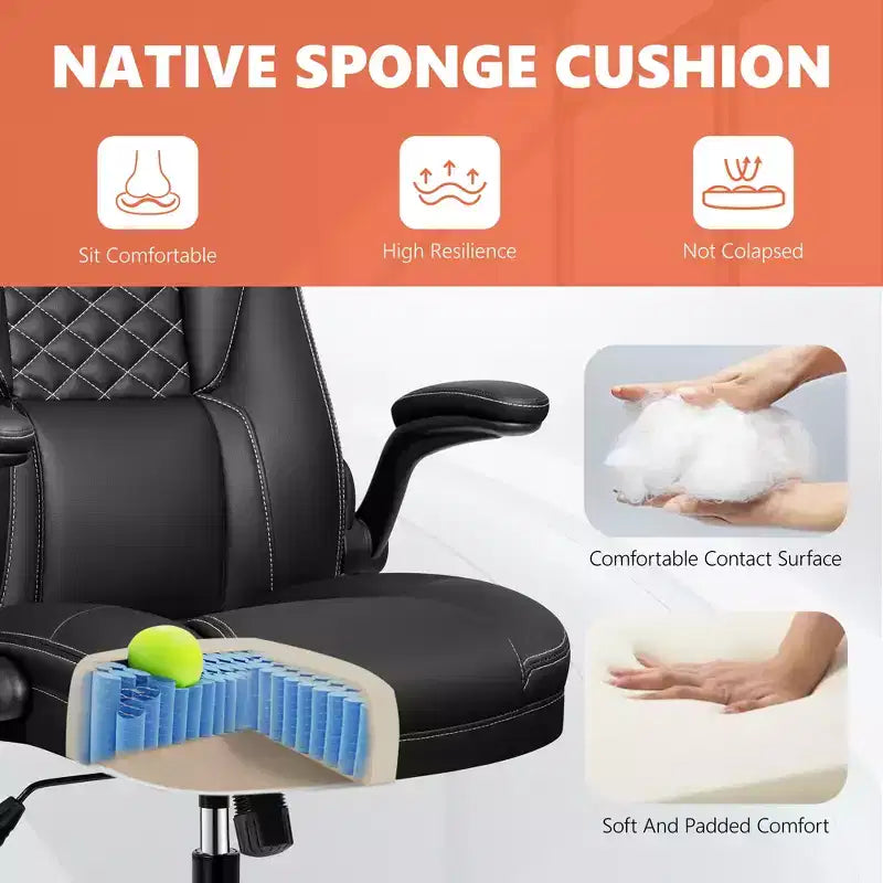 KERDOM Adjustable Office Desk Chair, Ergonomic Executive Chair with Padded Headrest and Armrests