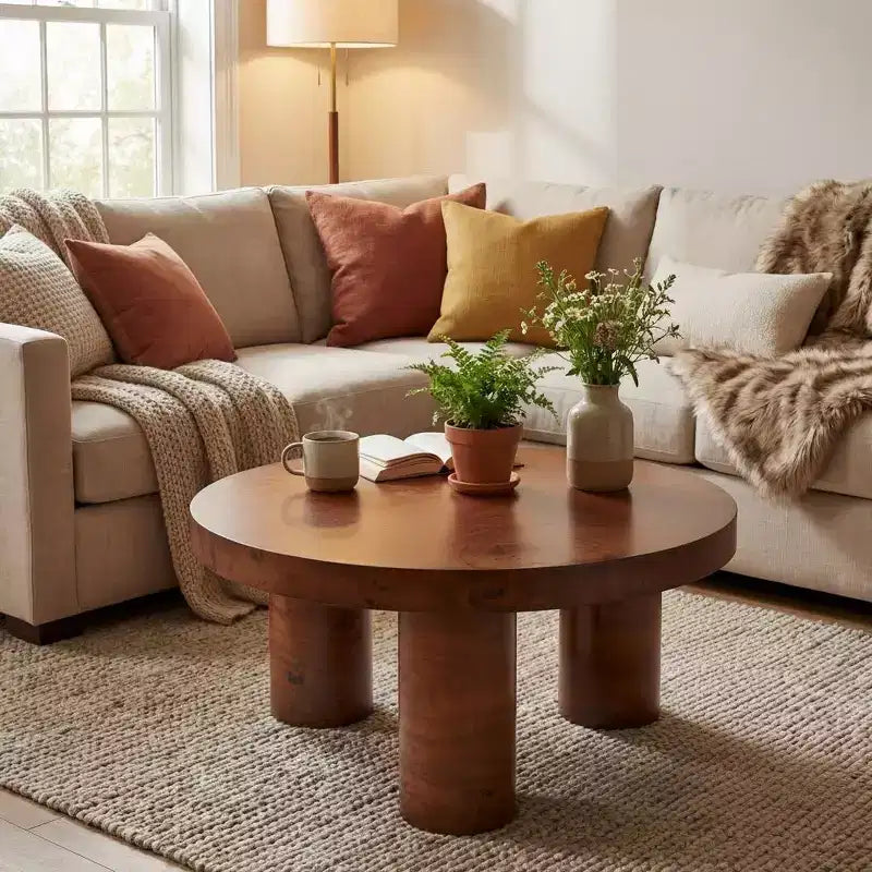 Christopher Knight Home Selene Modern Round Coffee Table with Sculptural 3-Leg Base