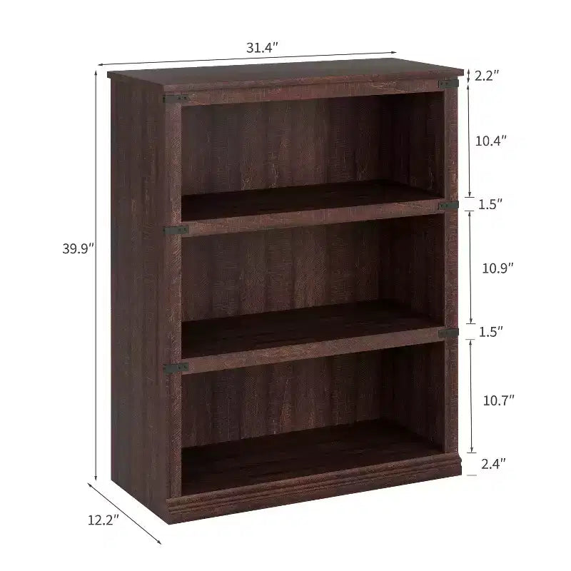 Wooden Bookcase, Rustic Farmhouse Bookshelf with Storage, Open Display Shelves, Freestanding Bookshelf, for Home Office, Living Room