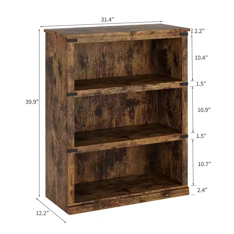 Wooden Bookcase, Rustic Farmhouse Bookshelf with Storage, Open Display Shelves, Freestanding Bookshelf, for Home Office, Living Room