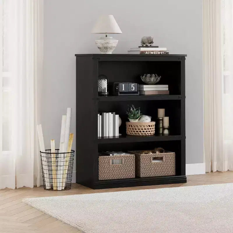 Wooden Bookcase, Rustic Farmhouse Bookshelf with Storage, Open Display Shelves, Freestanding Bookshelf, for Home Office, Living Room