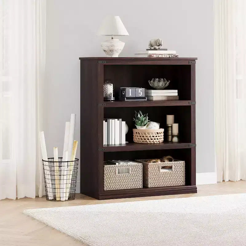 Wooden Bookcase, Rustic Farmhouse Bookshelf with Storage, Open Display Shelves, Freestanding Bookshelf, for Home Office, Living Room