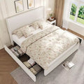 Upholstered Platform Bed Frame with Storage Drawers, Corduroy Wingback with Tufted Headboard and Footboard, No Box Spring Needed
