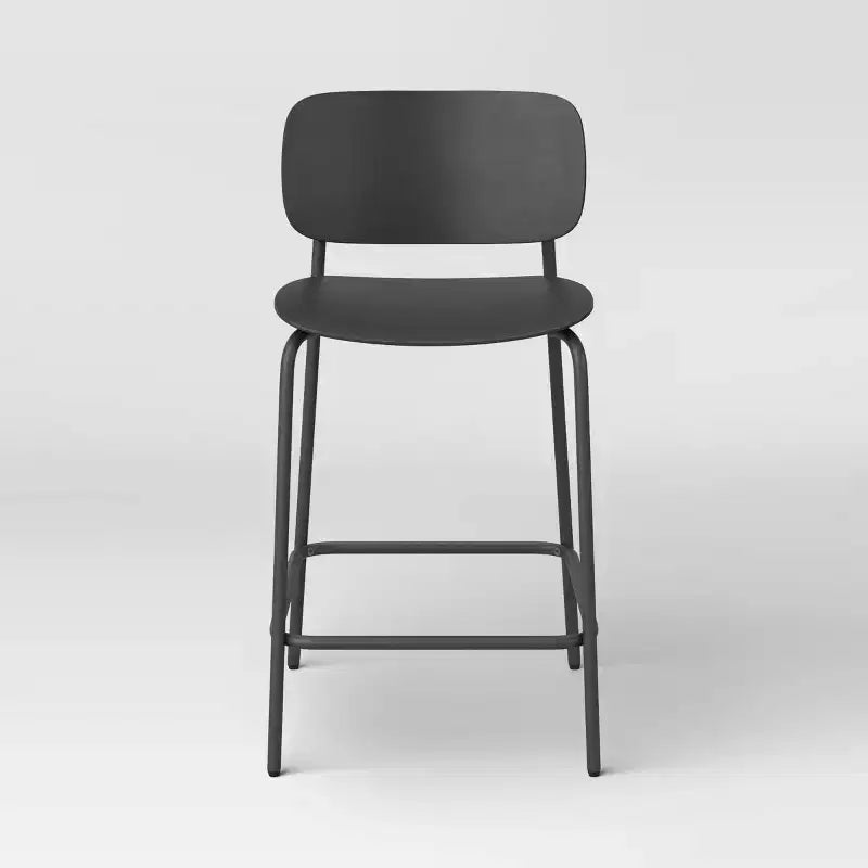 Set of 2 24" Molded Plastic with Metal Base Counter Height Barstool with Footrest Black - Room Essentials™