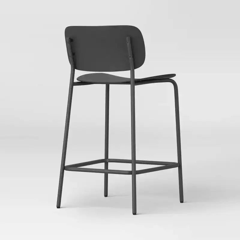 Set of 2 24" Molded Plastic with Metal Base Counter Height Barstool with Footrest Black - Room Essentials™