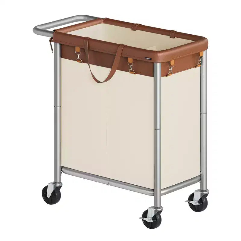 SONGMICS Laundry Basket with Wheels, Rolling Laundry Hamper, Removable Liner, Steel Frame with Handle, Blanket Storage