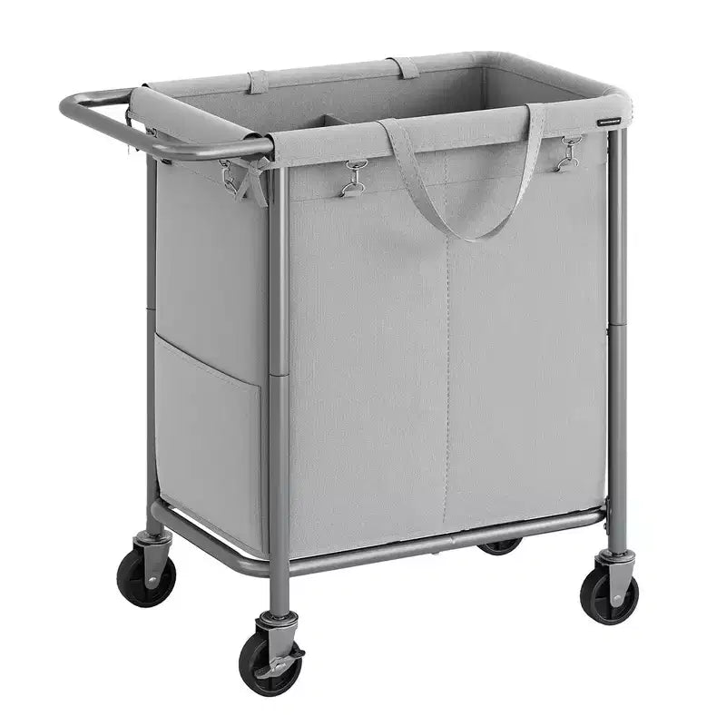 SONGMICS Laundry Basket with Wheels, Rolling Laundry Hamper, Removable Liner, Steel Frame with Handle, Blanket Storage