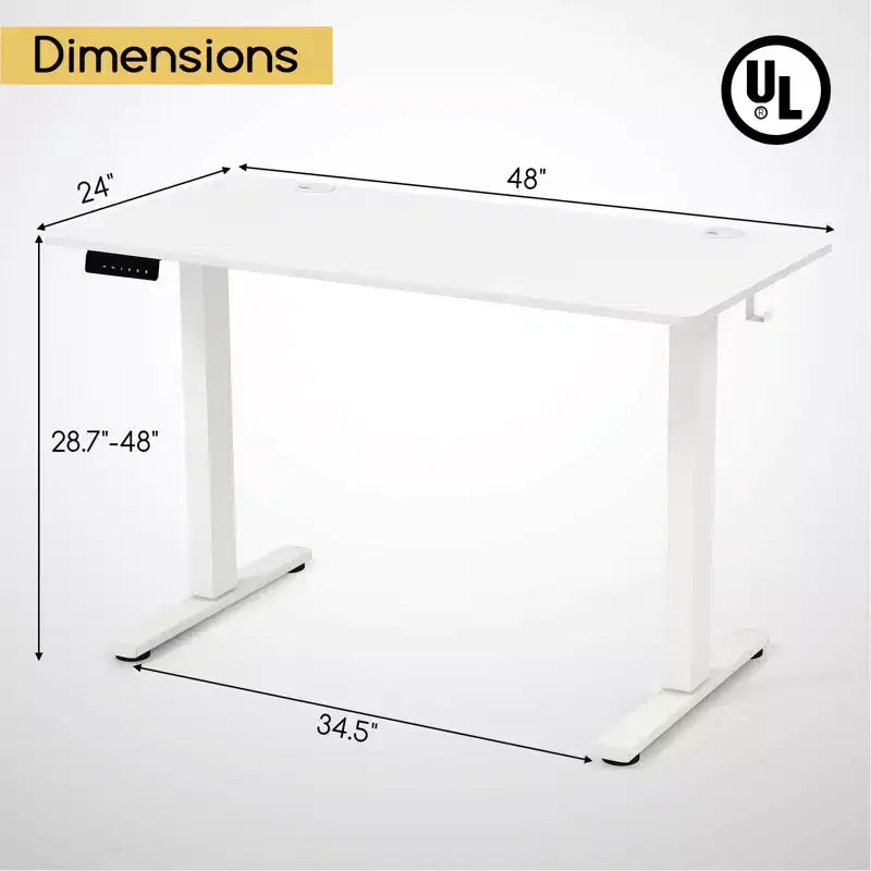 Costway 48'' x 24'' Electric Standing Desk Height Adjustable with 3 Memory Heights & 2 Cable Management Holes Natural White/Rustic Brown/Natural