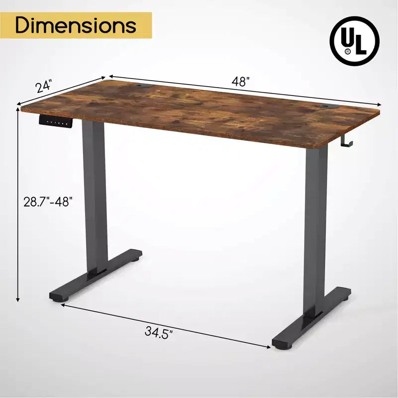 Costway 48'' x 24'' Electric Standing Desk Height Adjustable with 3 Memory Heights & 2 Cable Management Holes Natural White/Rustic Brown/Natural