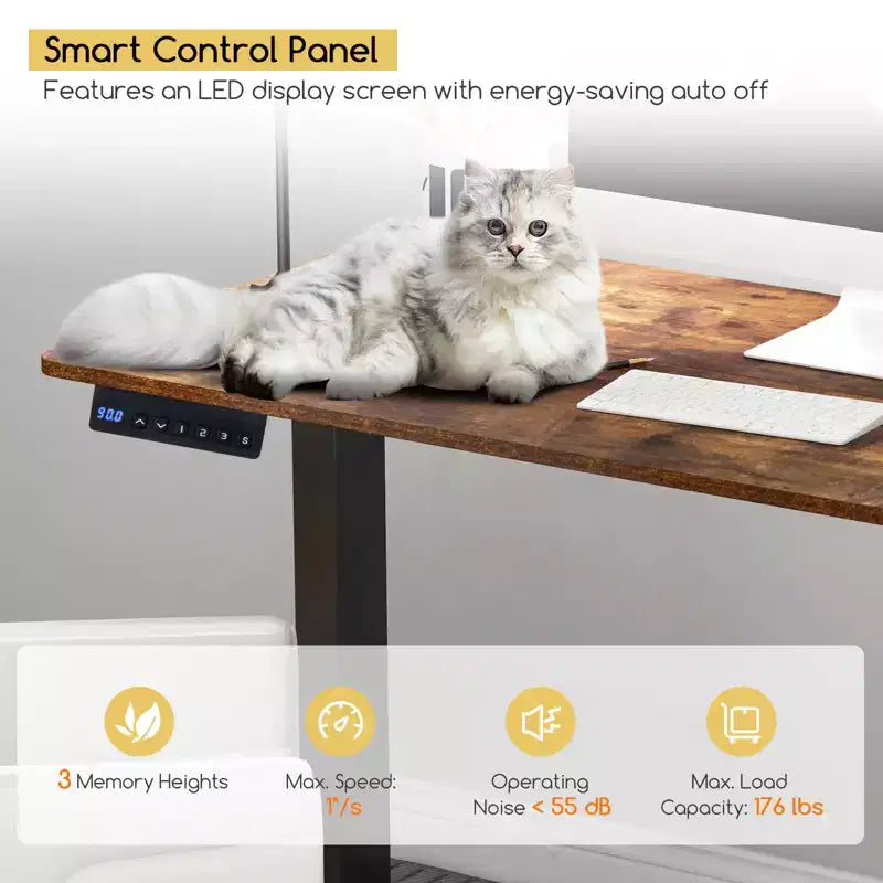 Costway 48'' x 24'' Electric Standing Desk Height Adjustable with 3 Memory Heights & 2 Cable Management Holes Natural White/Rustic Brown/Natural