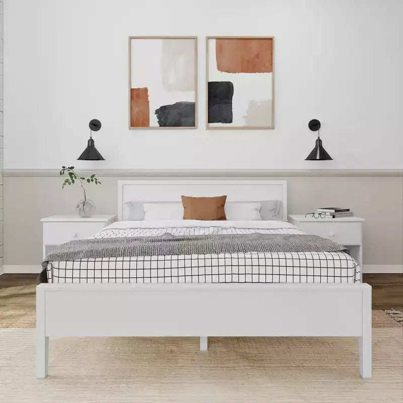 Plank+Beam Solid Wood Queen Bed Frame with Headboard, Modern Platform Bed for Adults