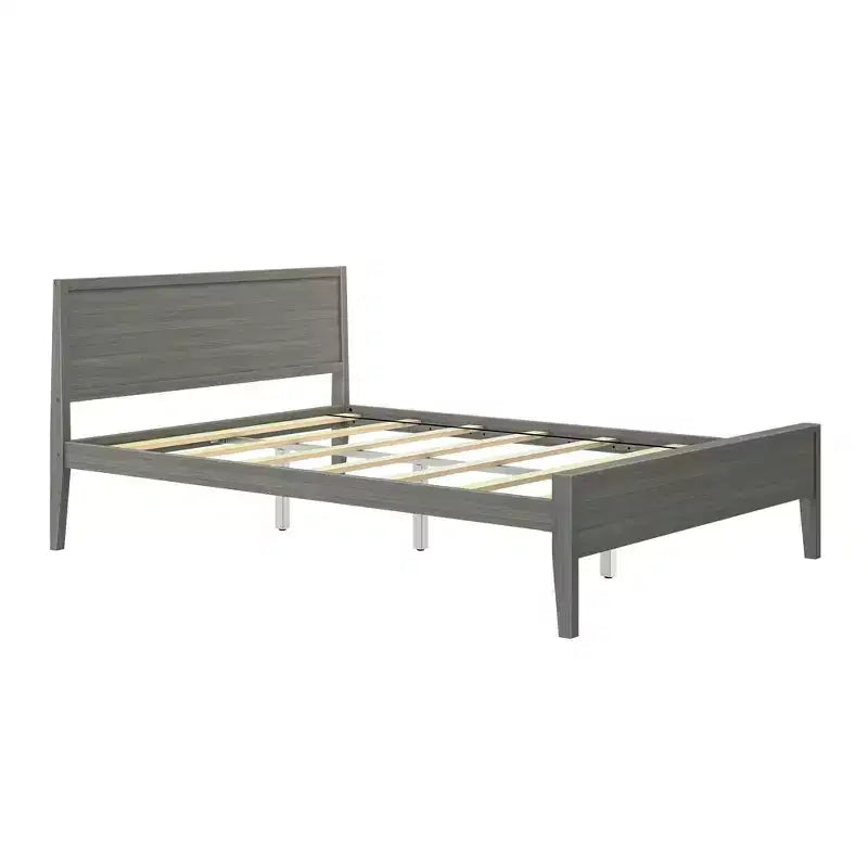 Plank+Beam Solid Wood Queen Bed Frame with Headboard, Modern Platform Bed for Adults