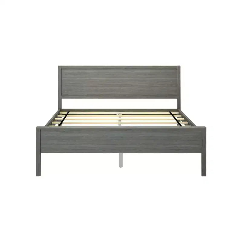 Plank+Beam Solid Wood Queen Bed Frame with Headboard, Modern Platform Bed for Adults