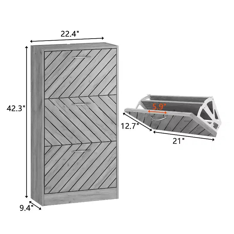Famapy 3-Tiers Entryway Shoe Cabinet With Flipped Drawers