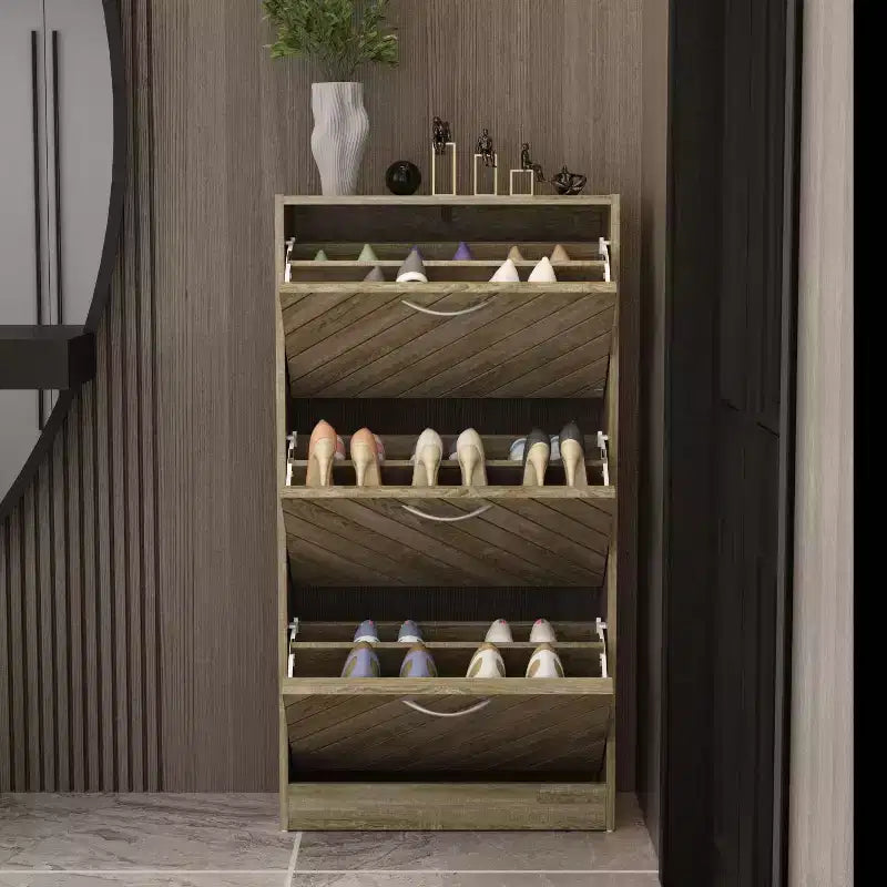 Famapy 3-Tiers Entryway Shoe Cabinet With Flipped Drawers