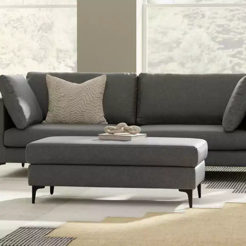 WyndenHall Lana Rectangular Mid-Century Ottoman Bench