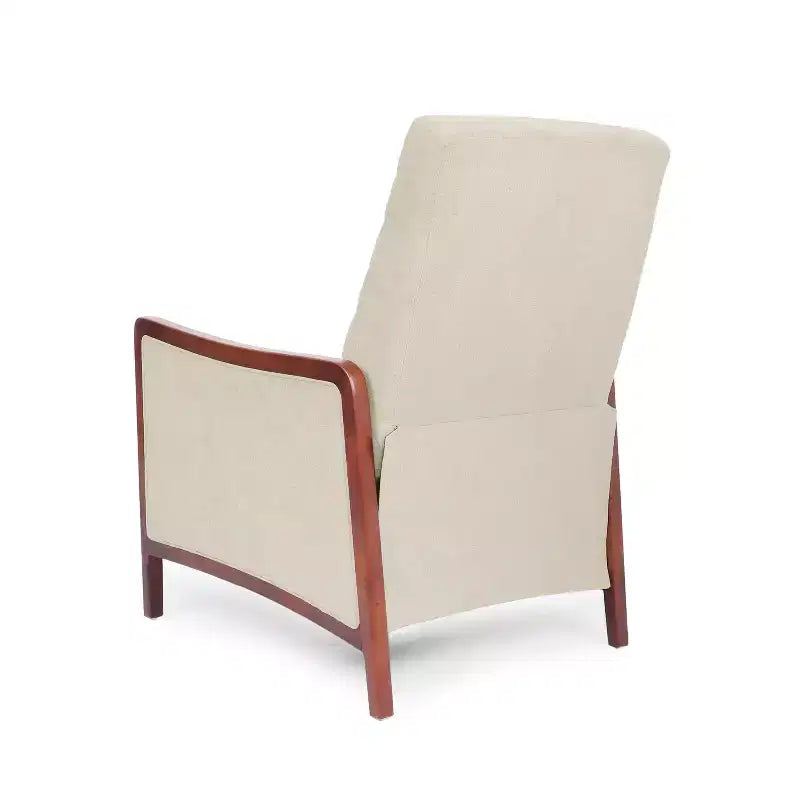 GDFStudio Mendota Mid Century Modern Fabric Channel Stitch Wood Pushback Recliner