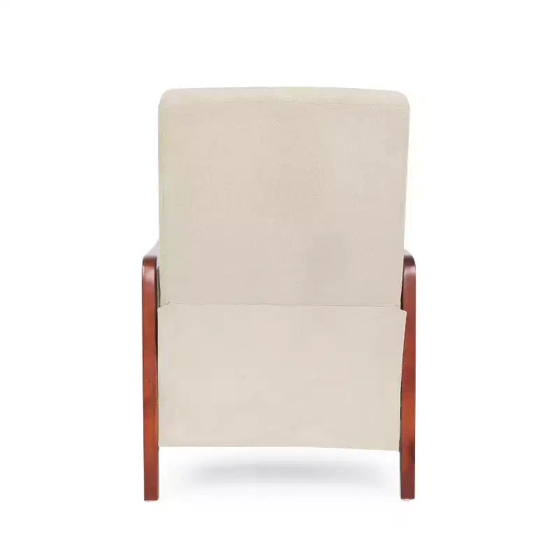 GDFStudio Mendota Mid Century Modern Fabric Channel Stitch Wood Pushback Recliner