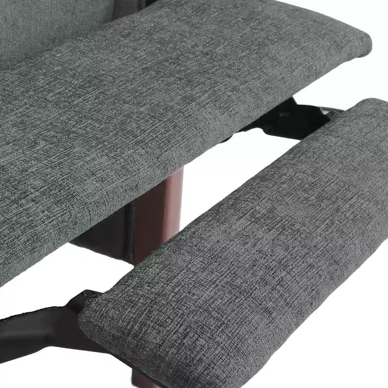 GDFStudio Mendota Mid Century Modern Fabric Channel Stitch Wood Pushback Recliner