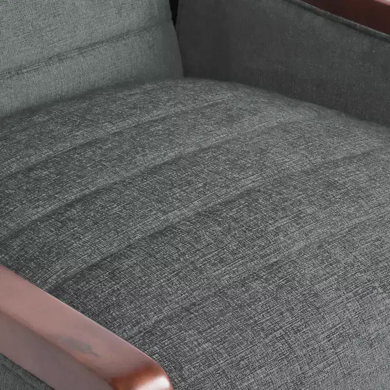 GDFStudio Mendota Mid Century Modern Fabric Channel Stitch Wood Pushback Recliner